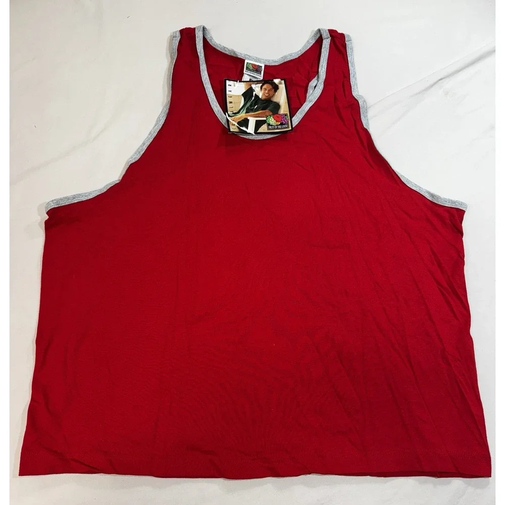 Vintage Fruit Of The Loom Blank Tank Top XL Red Made In USA 90s NWT